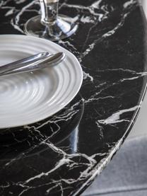 Tavolo rotondo con piano in vetro effetto marmo Connolly, Ø 110 cm, Gambe: metallo rivestito, Nero effetto marmo, nero, Ø 110 cm