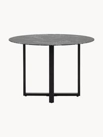 Table ronde look marbre Connolly, Ø 110 cm, Noir, aspect marbre, Ø 110 cm