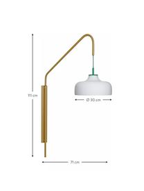 Aplique de vidrio Current, Pantalla: vidrio, Estructura: metal recubierto, Cable: plástico, Blanco, amarillo, F 71 x Al 111 cm