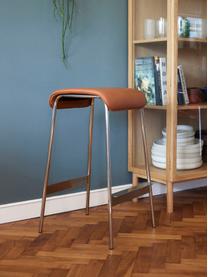 Tabouret de bar en cuir synthétique Avenue, Cuir synthétique brun clair, argenté, larg. 54 x haut. 75 cm