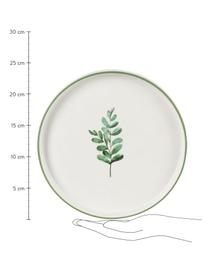 Talerz śniadaniowy Eukalyptus, 4 szt., Porcelana chińska New Bone China, Biały, zielony, Ø 24 cm