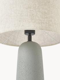 Große Tischlampe Kaya mit Betonfuß, Lampenschirm: 70% Baumwolle, 30% Leinen, Lampenfuß: Beton, Hellgrau, Cremeweiß, Ø 29 x H 52 cm