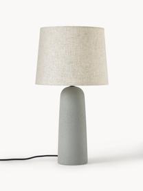 Lampada da tavolo grande con base in cemento Kaya, Paralume: 70% cotone, 30% lino, Grigio chiaro, bianco crema, Ø 29 x Alt. 52 cm