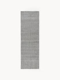 Tapis de couloir tissé main Willow, 100 % polyester, certifié GRS, Gris, blanc, larg. 80 x long. 250 cm