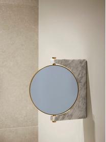 Miroir de maquillage mural rond en marbre Pepe, Gris clair marbré, laiton, larg. 25 x haut. 25 cm