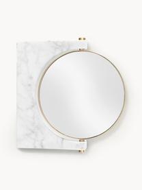 Miroir de maquillage mural rond en marbre Pepe, Gris clair marbré, laiton, larg. 25 x haut. 25 cm