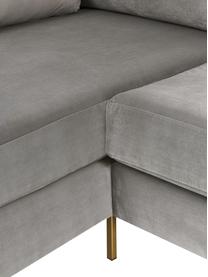 Samt-Schlafsofa Luna (3-Sitzer) mit Matratze, Bezug: 100% Polyester, Oeko-Tex , Gestell: Massives Buchenholz, Schi, Samt Grau, B 270 x T 184 cm, Eckteil rechts