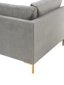 Samt-Schlafsofa Luna (3-Sitzer) mit Matratze, Bezug: 100% Polyester, Oeko-Tex , Gestell: Massives Buchenholz, Schi, Samt Grau, B 270 x T 184 cm, Eckteil rechts