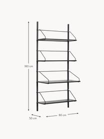 Wandregal Norm aus Eschenholz, Gestell: Metall, beschichtet Diese, Schwarz, B 80 x H 180 cm