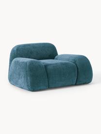 Sillón de borreguillo bouclé Wolke, Tapizado: tejido borreguillo bouclé, Tapizado: espuma de poliuretano, ce, Estructura: madera de pino, madera de, Patas: plástico Este producto es, Borreguillo bouclé azul petróleo, An 138 x F 105 cm