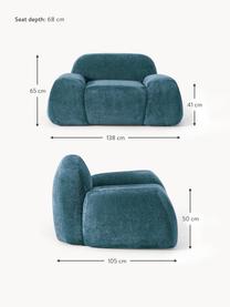 Loungefauteuil Wolke van teddy bouclé, Bekleding: teddy-bouclé (100% polyes, Poten: kunststof Dit product is , Teddy-bouclé petrol, B 138 x D 105 cm