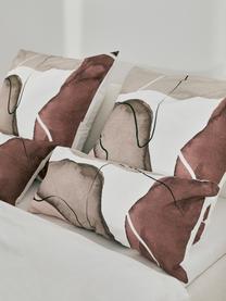 Povlečení z organické bavlny s abstraktním vzorem Maisie, Hnědá, 135 x 200 cm + 1 polštář 80 x 80 cm