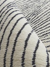 Veľký ručne tkaný vlnený koberec so vzorom Waverly, Biela, čierna