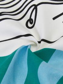 Gestreifte Kissenhülle Moby mit Maritim-Motiv aus Bio-Baumwolle, 100% GOTS-zertifizierte Bio-Baumwolle, Blau,Grün, B 40 x L 60 cm