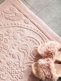 Tapis de bain rose Kaya, Rose, blanc crème