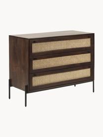 Schubladenkommode Vienna mit Wiener Geflecht, Korpus: Massives Mangoholz, Mangoholz, B 105 x H 78 cm