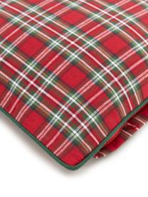 Housse de coussin à carreaux Tartan, Coton, Rouge, vert foncé, larg. 45 x long. 45 cm