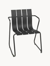 Silla con reposabrazos artesanal para exterior Ocean, Estructura: acero reciclado recubiert, Negro, An 60 x F 56 cm