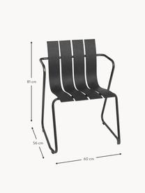 Ręcznie wykonane krzesło ogrodowe Ocean, Stelaż: stal z recyklingu, powlek, Czarny, S 60 x G 56 cm