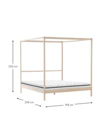 Cama con dosel de madera de pino Tiveden, Madera de pino, Beige, 160 x 200 cm