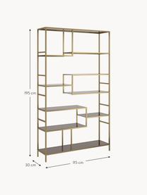 Grosses Metall-Regal Loft, Gestell: Metall, pulverbeschichtet, Goldfarben, Braun, B 115 x H 195 cm