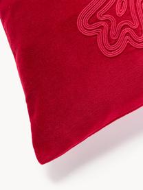 Housse de coussin en velours avec motif hivernal Celeste, Rouge, larg. 60 x long. 60 cm