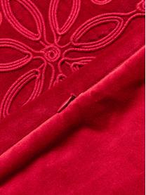 Housse de coussin en velours avec motif hivernal Celeste, Rouge, larg. 60 x long. 60 cm