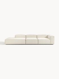 Chaise longue XL componibile Lennon, Rivestimento: 100% poliestere Con 115.0, Struttura: legno di pino massiccio, , Piedini: plastica Questo prodotto , Tessuto bianco latte, Larg. 357 x Prof. 119 cm, schienale a sinistra