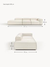 Chaise longue XL componibile Lennon, Rivestimento: 100% poliestere Con 115.0, Struttura: legno di pino massiccio, , Piedini: plastica Questo prodotto , Tessuto bianco latte, Larg. 357 x Prof. 119 cm, schienale a sinistra