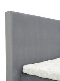 Premium fluwelen boxspring bed Lacey, Matras: 7-zones-pocketveringkern , Poten: massief gelakt beukenhout, Donkergrijs, 140 x 200 cm