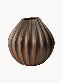 Handgefertigte Vase Wide mit reaktiver Glasur, H 40 cm, Keramik, glasiert, Dunkelbraun mit Metallic-Gold-Finish, Ø 40 x H 40 cm