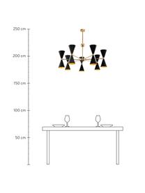 Grosser Kronleuchter Vesper, Baldachin: Metall, beschichtet, Dekor: Metall, beschichtet, Schwarz, Goldfarben, Ø 91 x H 82 cm