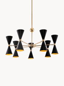 Grande suspension rétro Vesper, Noir, couleur dorée, Ø 91 x haut. 82 cm