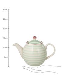 Handbemalte Teekanne Patrizia mit verspieltem Muster, 1.2 L, Steingut, Grün, Gebrochenes Weiß, 1.2 L