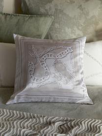 Housse de coussin 45x45 aspect soie Chiarina, 100 % polyester, Blanc, beige, larg. 45 x long. 45 cm