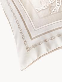 Copricuscino effetto seta con motivo catena Chiarina, 100% poliestere, Bianco, beige, Larg. 45 x Lung. 45 cm
