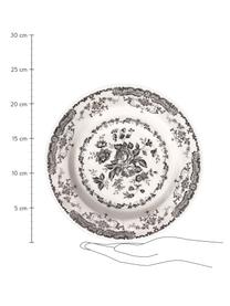 Platos hondo Rose, 2 uds., Cerámica, Blanco, negro, Ø 23 x Al 4 cm