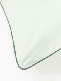 Funda de almohada de percal con ribete Daria, Verde salvia, verde, An 45 x L 110 cm