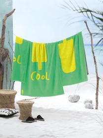 Telo mare con motivo gelato e scritta Popsicle, 100% cotone egiziano
Qualità del tessuto di peso medio, 420 g/m², Verde, giallo, Larg. 100 x Lung. 180 cm