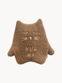 Coussin peluche artisanal Kitten, Polyester, Brun, larg. 31 x long. 33 cm (taille M)