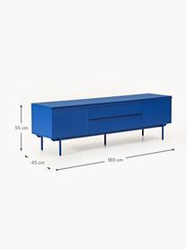 Credenza bassa in legno Elona, Blu elettrico, Larg. 180 x Alt. 55 cm