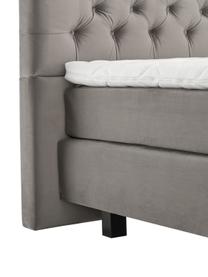 Premium fluwelen boxspring bed Phoebe, Matras: 7-zones-pocketveringkern , Poten: massief gelakt beukenhout, Taupe, 180 x 200 cm