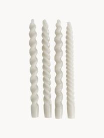 Velas candelabro Spiral, 4 uds., Cera, Gris claro, Al 31 cm