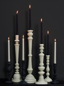 Velas candelabro Spiral, 4 uds., Cera, Gris claro, Al 31 cm