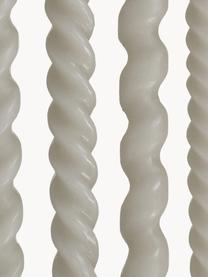 Velas candelabro Spiral, 4 uds., Cera, Gris claro, Al 31 cm