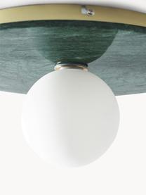 Lampada da parete e soffitto in marmo Cehlani, Paralume: vetro opale, Verde marmorizzato, Ø 28 x Alt. 16 cm