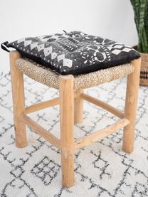 Cojín de asiento Boa, estilo boho, 100% algodón, Negro, blanco, An 40 x Al 4 cm