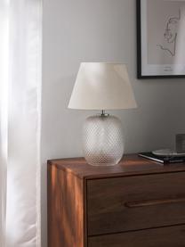 Kleine Tischlampe Cornelia, Lampenschirm: Polyester, Lampenfuß: Glas, Weiß, transparent, Ø 28 x H 38 cm