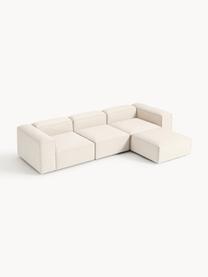 Modulares Sofa Lennon (4-Sitzer) aus Leinen-Mix mit Hocker, Bezug: 50 % Viskose, 25 % Leinen, Gestell: Fichtenholz, Sperrholz, m, Leinen-Mix Beige, B 329 x T 207 cm