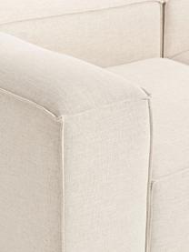 Modulares Sofa Lennon (4-Sitzer) aus Leinen-Mix mit Hocker, Bezug: 50 % Viskose, 25 % Leinen, Gestell: Fichtenholz, Sperrholz, m, Leinen-Mix Beige, B 329 x T 207 cm